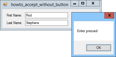 [Perform a default action without an accept button in C#]
