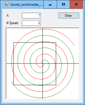 [Draw an Archimedes spiral in C#]