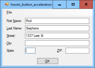 [Use accelerators on labels and buttons in C#]