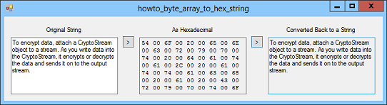 Convert between byte arrays and hexadecimal strings