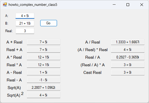 Add square roots to the complex number class