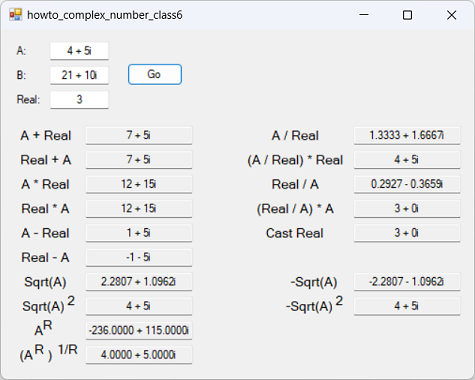 Add exponents to the complex number class in C#