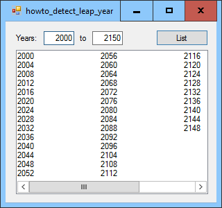 [Determine whether a year is a leap year in C#]