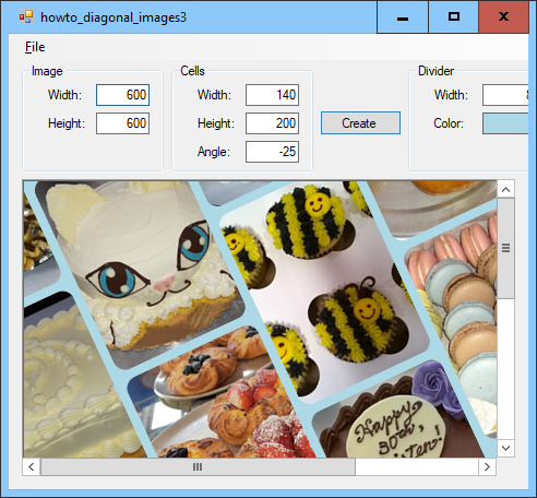 [Allow scrolling while making a diagonal picture montage in C#]