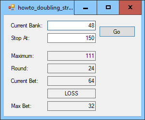 [Simulate a doubling betting strategy in C#]