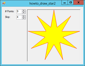 [Draw a star with a given number of points in C#]