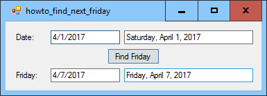 [Find the Friday following a given date in C#]