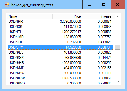 [Get currency exchange rates in C#]