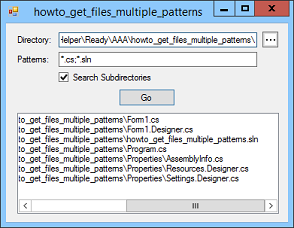 [Find files that match multiple patterns in C#]