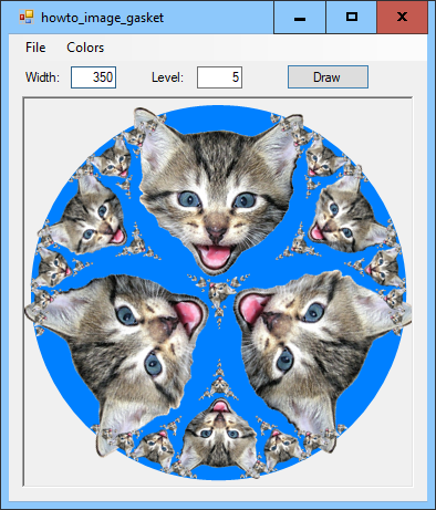 [Make an Apollonian gasket filled with images in C#]