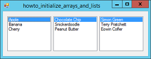 initialize arrays and lists