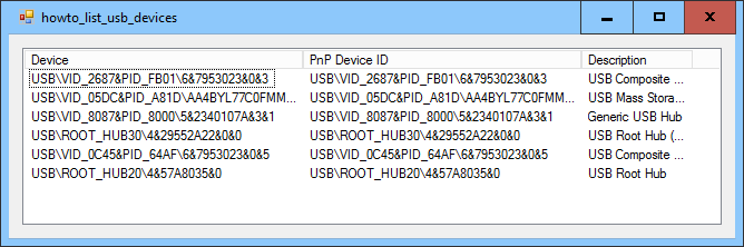 [List USB devices in C#]