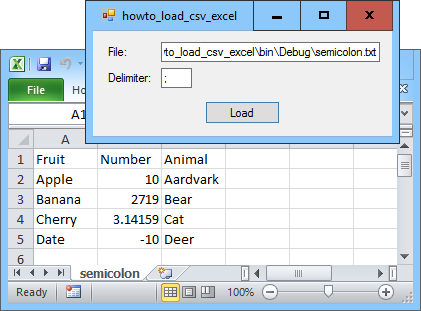 [Load a CSV file in Excel in C#]