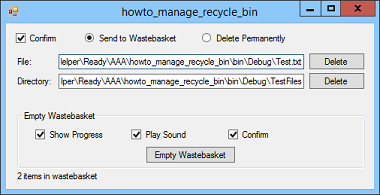 [Manage the recycle bin (wastebasket) in C#]