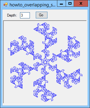 [Draw a recursive overlapping snowflake fractal in C#]