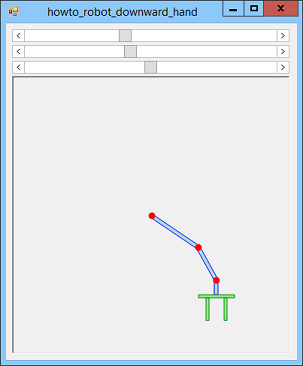 [Draw a robot arm with a hand that points downward in C#]