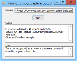 [Run a DOS application and capture its output in C#]
