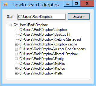 [List Dropbox directories and files in C#]
