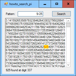 [Find patterns within Pi in C#]