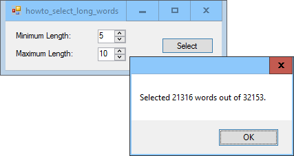 [Use LINQ to select words of certain lengths from a file in C#]