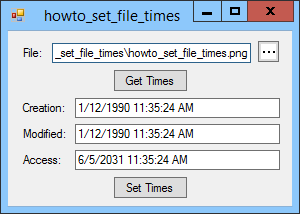 [Get and set file times in C#]