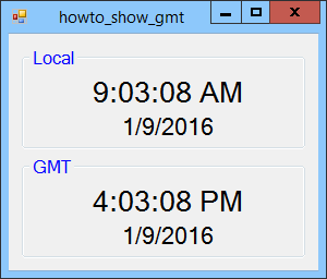 [Display the local time and GMT in C#]