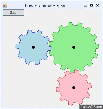 [Animate gears with unequal sizes in C#]