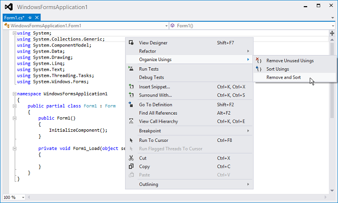 [Remove unnecessary using directives in C#]