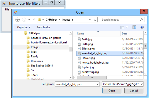 [Use file dialog filters in C#]