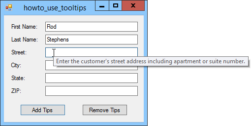 [Use tooltips in C#]
