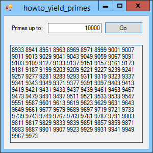 [Use yield to generate prime numbers in C#]