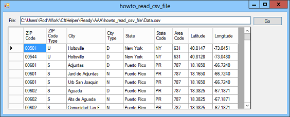 Read a CSV file